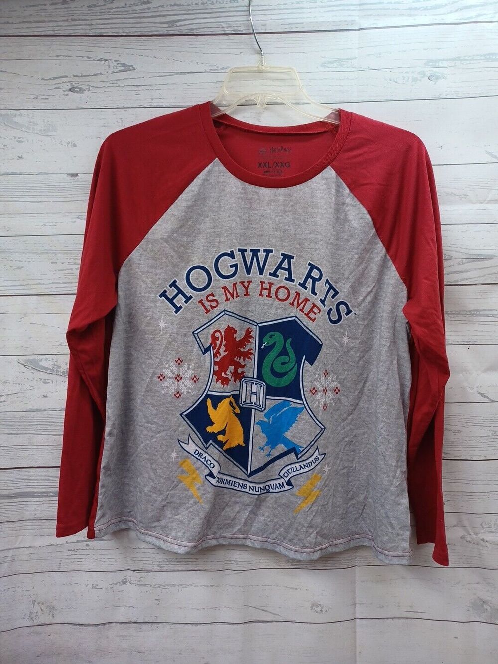Harry Potter Raglan Shirt Multicolor XXL Hogwarts Is My Home Long Sleeve